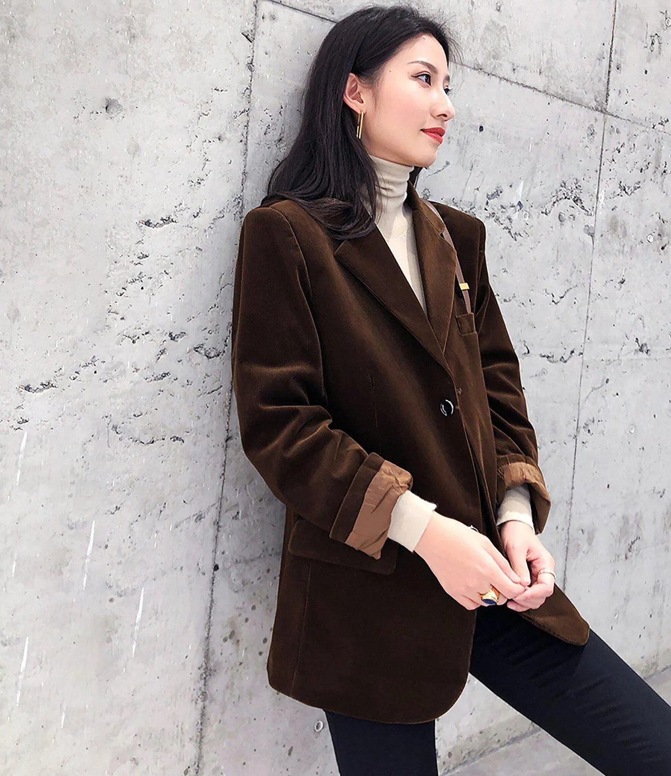 Nancy Velvet Cozy Long Sleeve Blazer