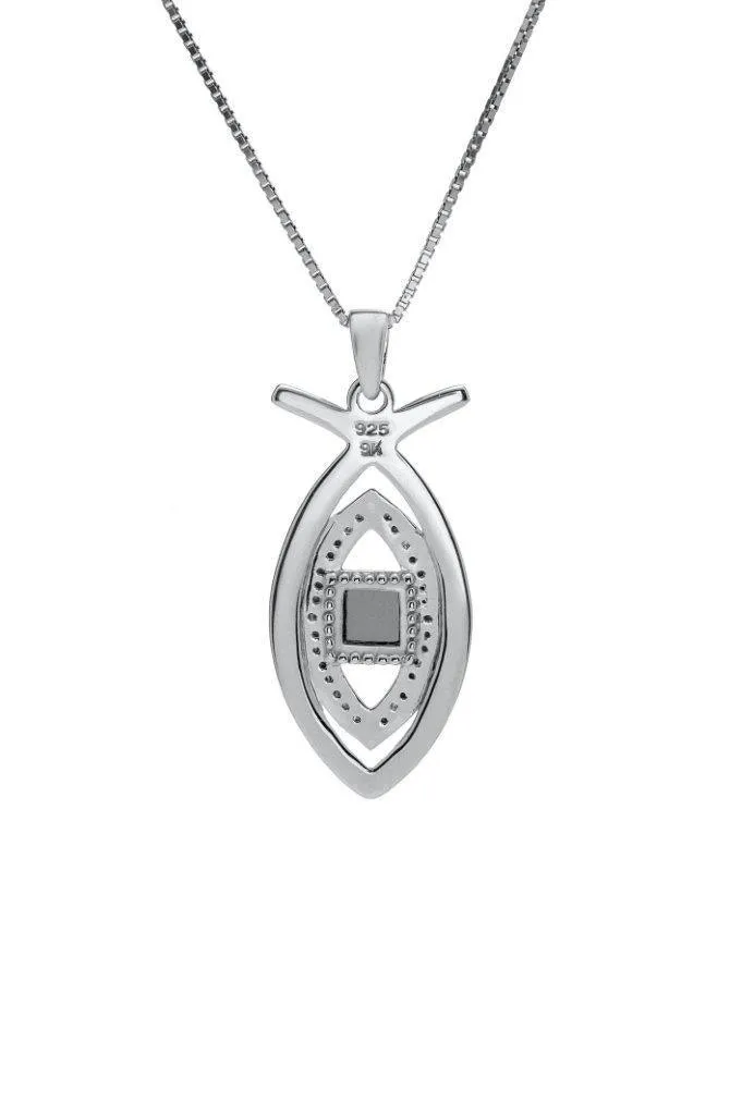 Nano Sim NT Silver and 9K Gold Pendant - Ichthys Studded with Zircons