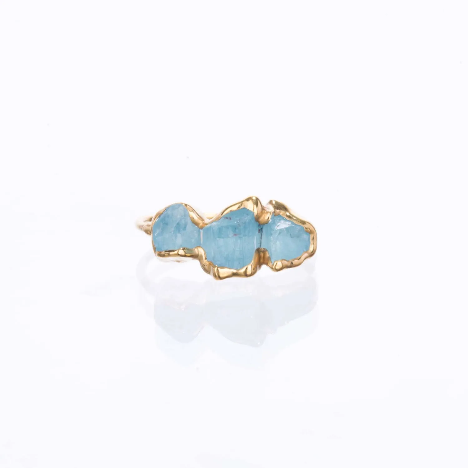 New Triple Raw Aquamarine Ring