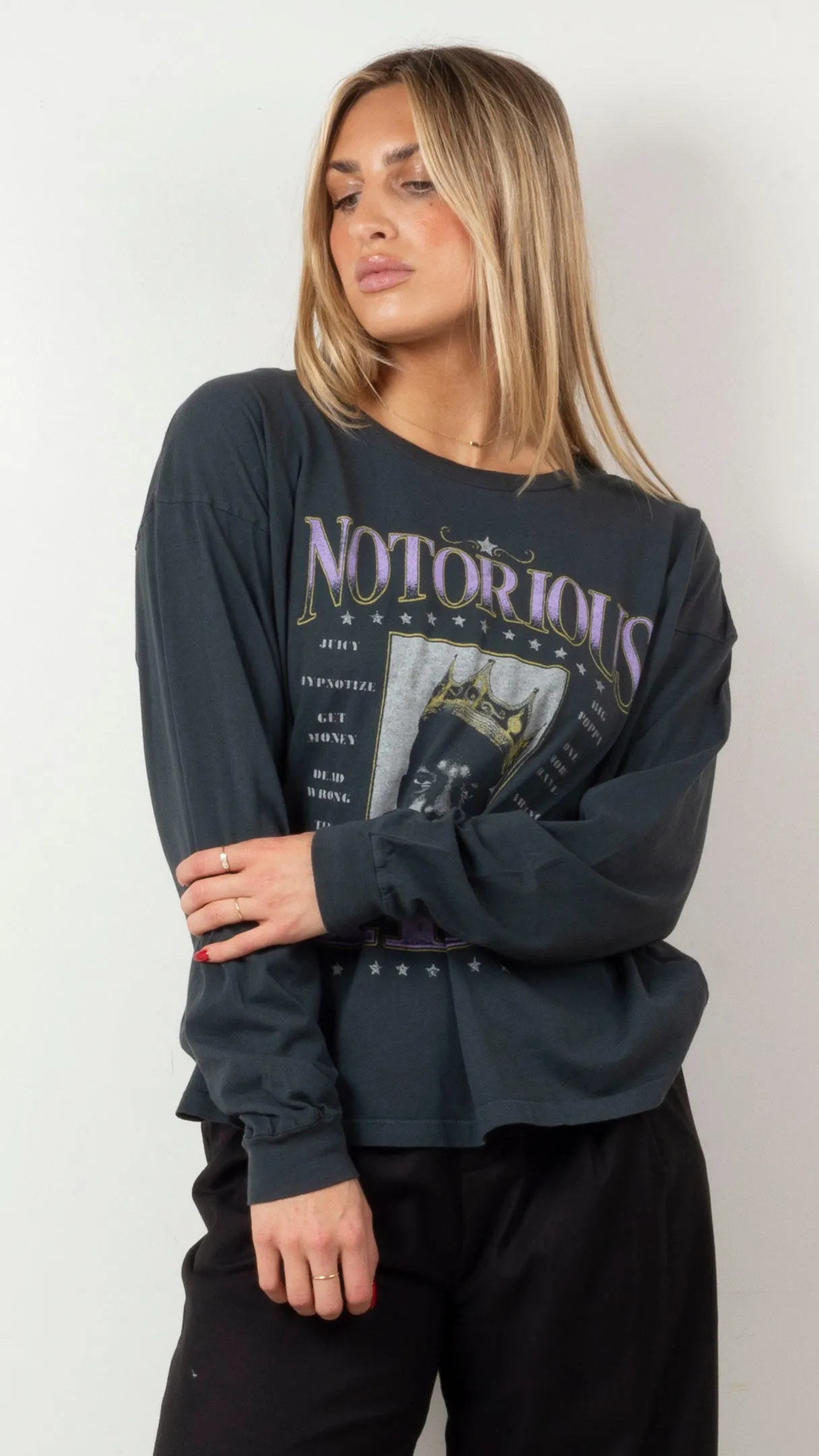 Notorious B.I.G Long Sleeve Merch Tee - Vintage Black