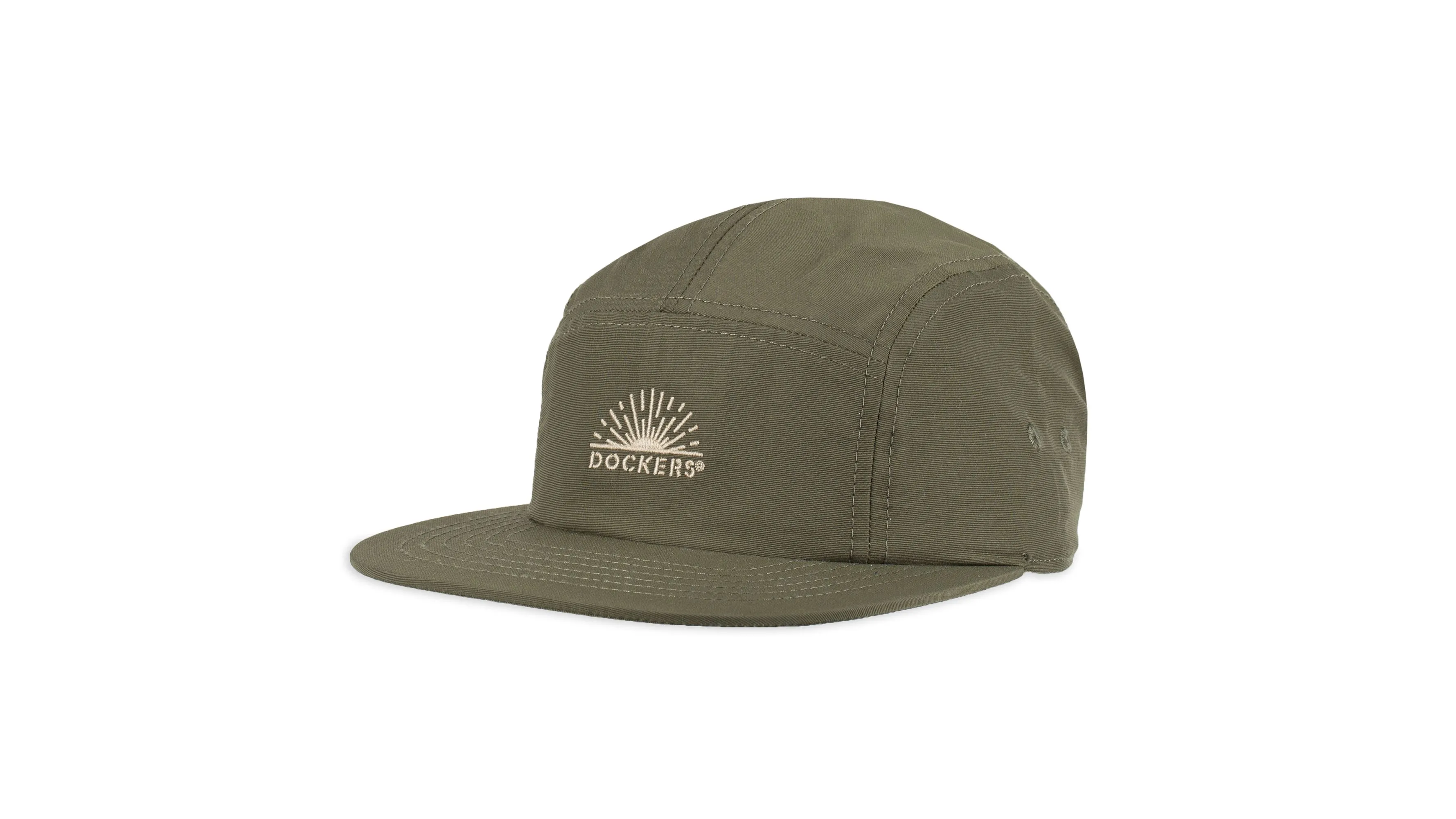 Nylon Camp Hat with Embroidered Logo and Flat Brim