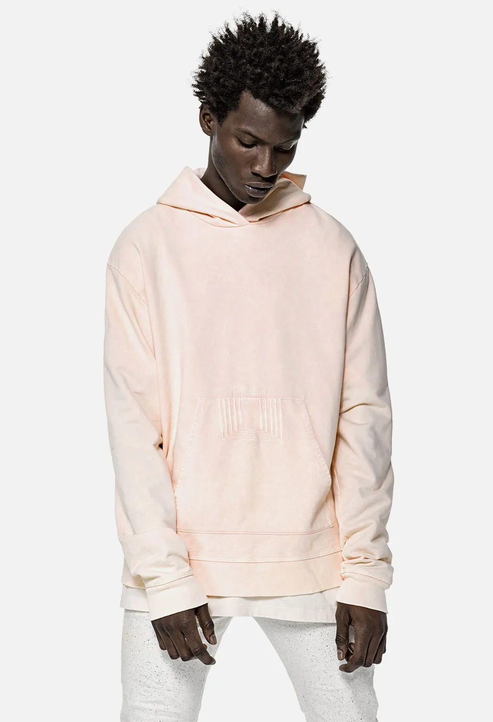 Oro Oversized Cropped Hoodie / Mineral Pink