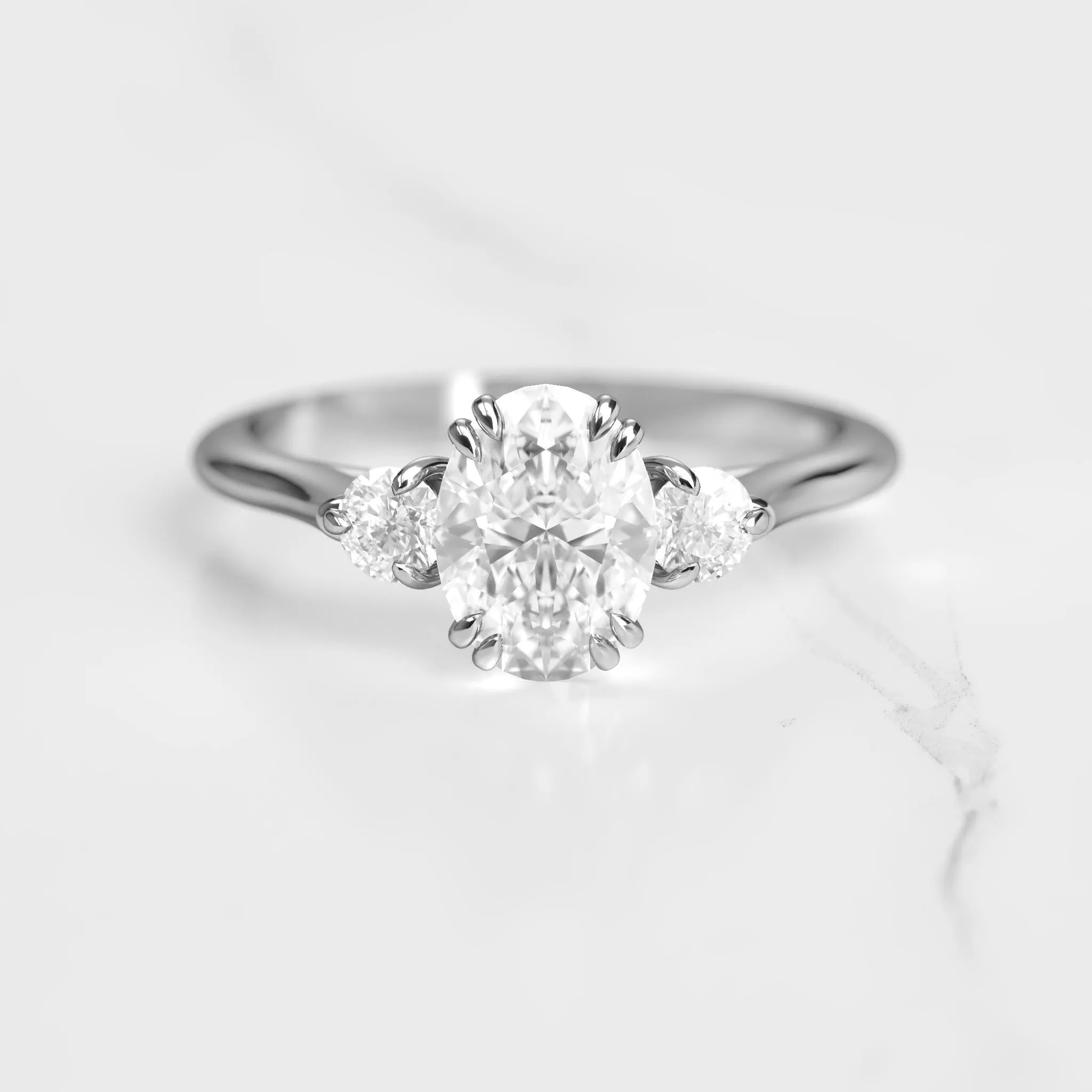 Oval Diamond Ring With Accent Stones