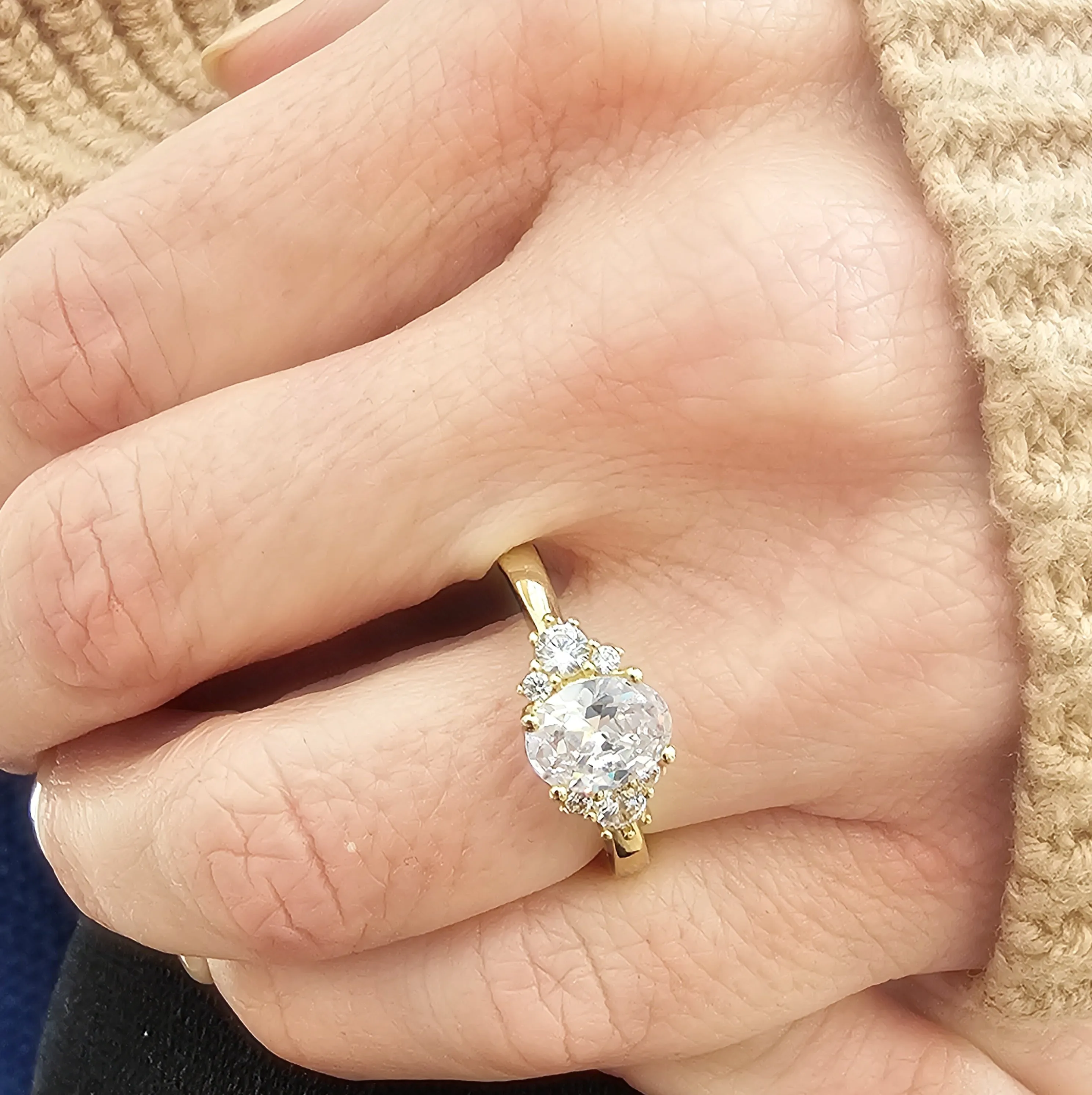 Oval Diamond Sprinkle Engagement Ring