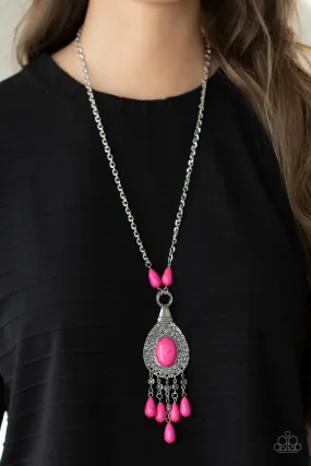 Paparazzi Necklace ~ Cowgirl Couture - Pink Oval Stone Necklace