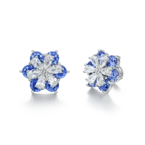 Pear-Cut Flower Earrings - Pair