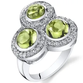 Peridot Round Cut Sterling Silver Ring Size 9