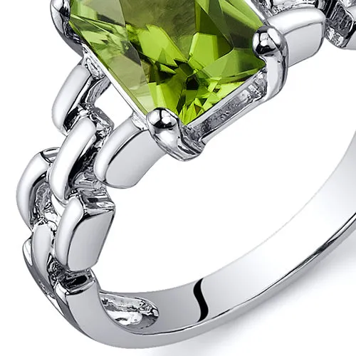 Peridot Sterling Silver Ring 1.50 Carats Size 5