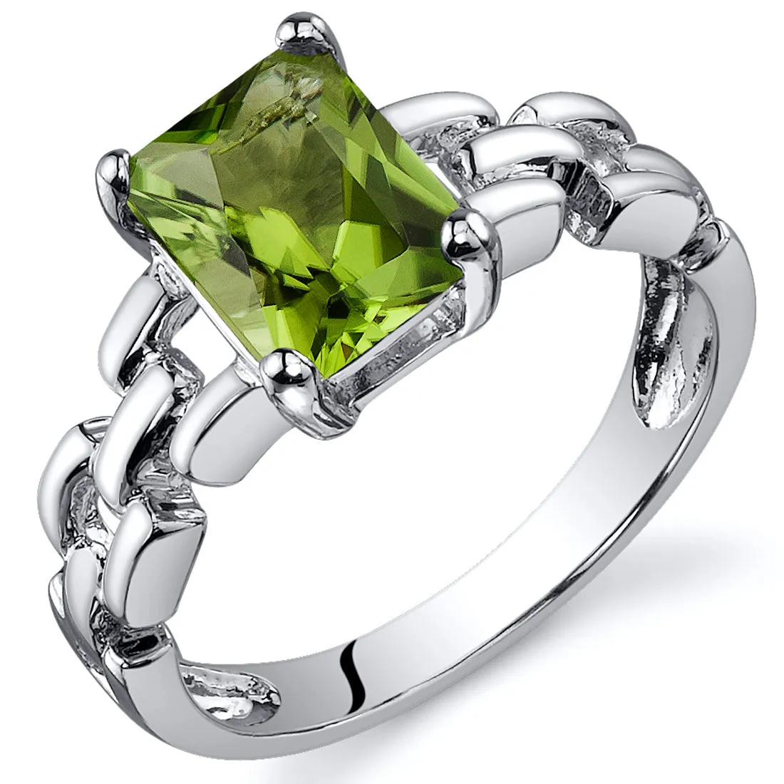 Peridot Sterling Silver Ring 1.50 Carats Size 5