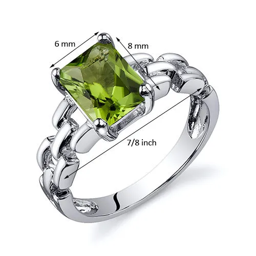 Peridot Sterling Silver Ring 1.50 Carats Size 5