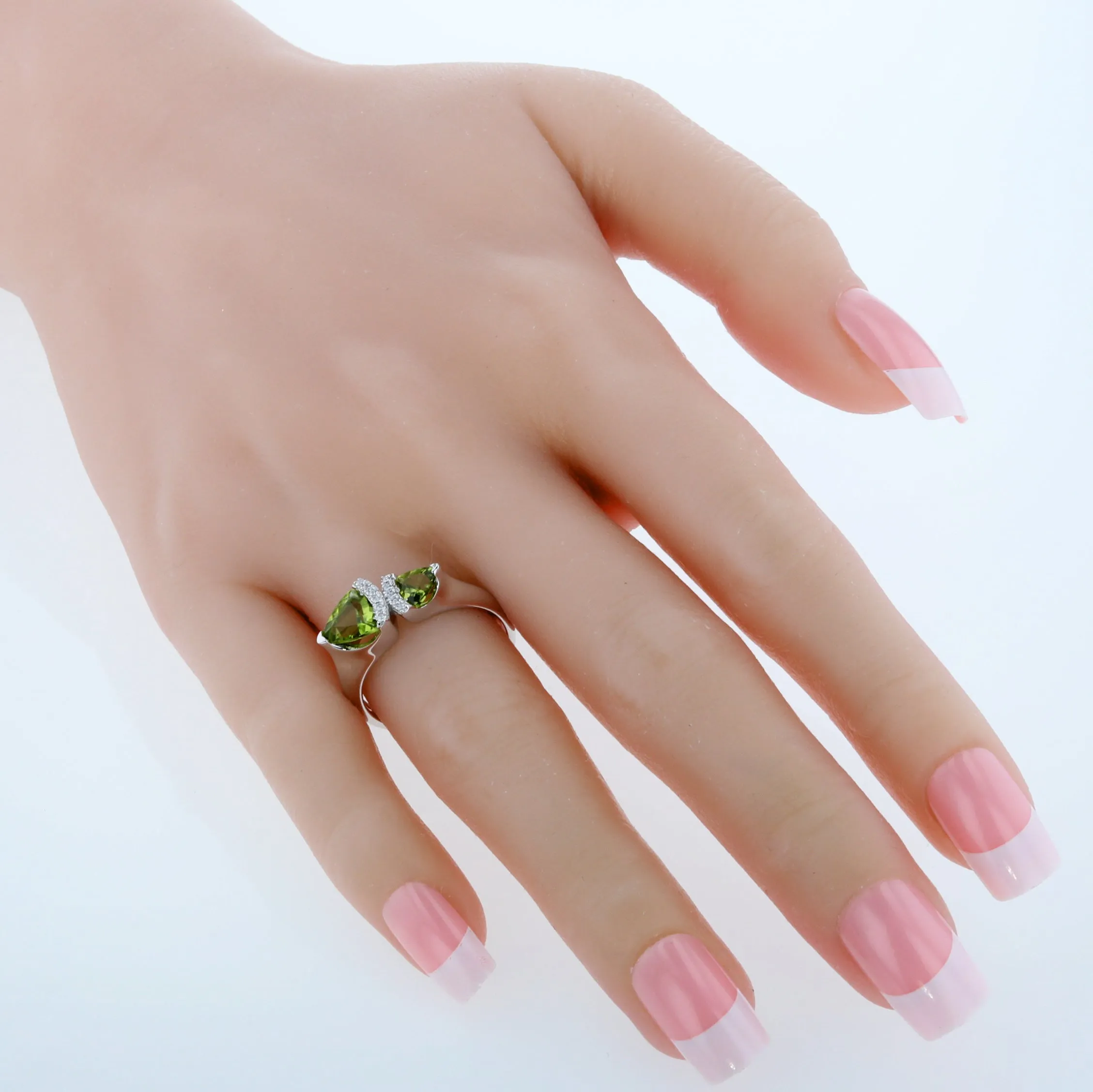 Peridot Trillion Sterling Silver Ring Size 5