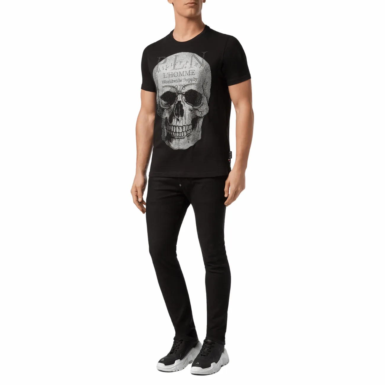 Philipp Plein Platinum Cut Round Neck Skull Men's T-Shirt