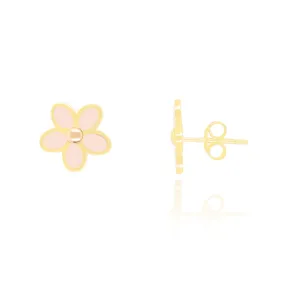 Pink Pearl Flower Stud Earrings