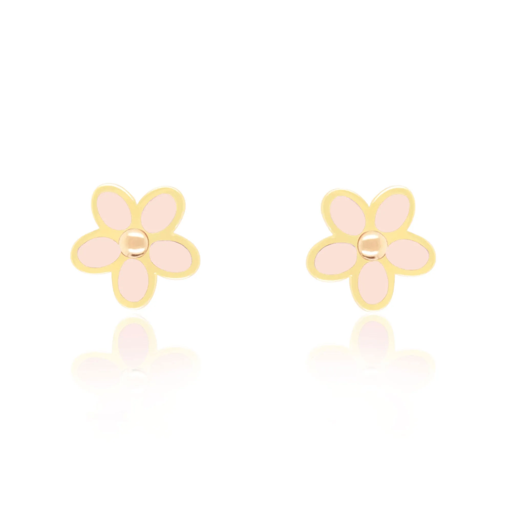 Pink Pearl Flower Stud Earrings