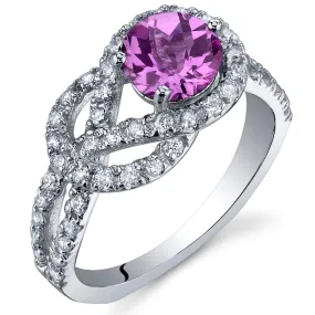 Pink Sapphire Round Cut Sterling Silver Ring Size 8