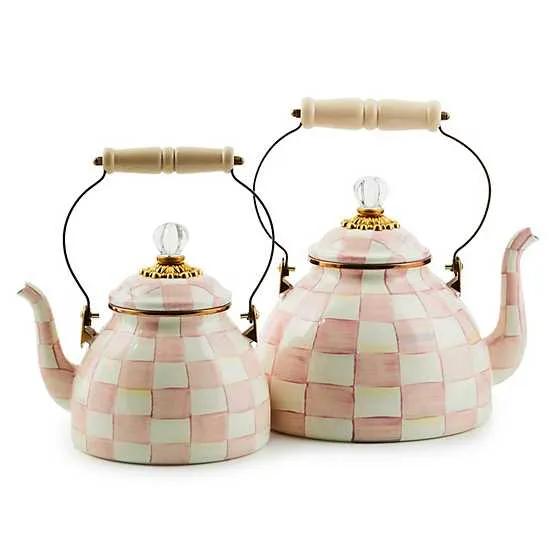 *PRE ORDER* MacKenzie Childs Rosy Check Enamel Tea Kettle - 2 Quart