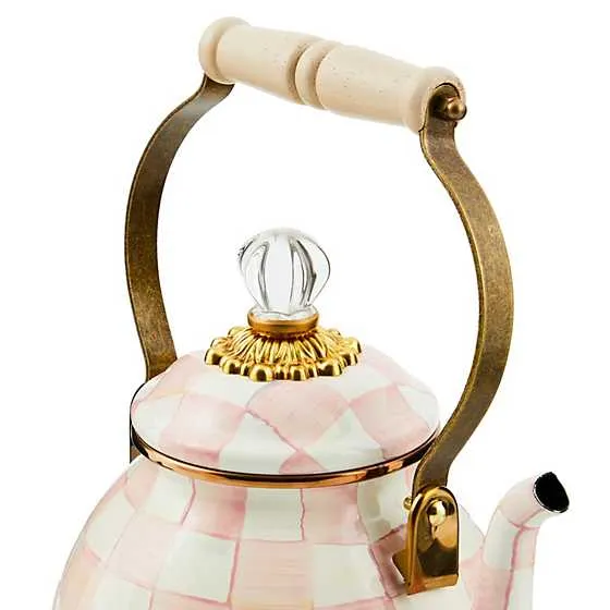 *PRE ORDER* MacKenzie Childs Rosy Check Enamel Tea Kettle - 2 Quart