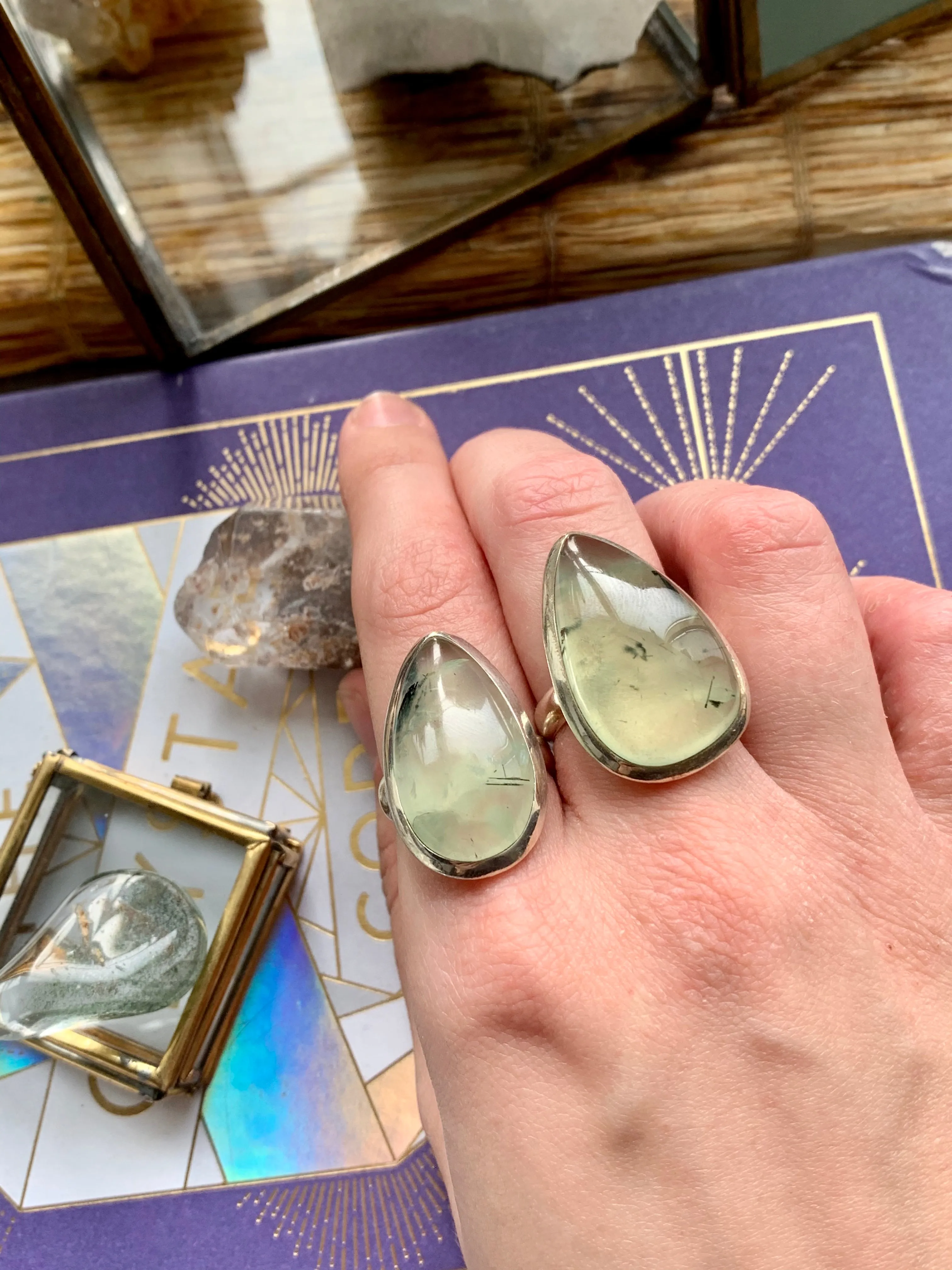 Prehnite Large & XLarge Ariel Ring (US 7)