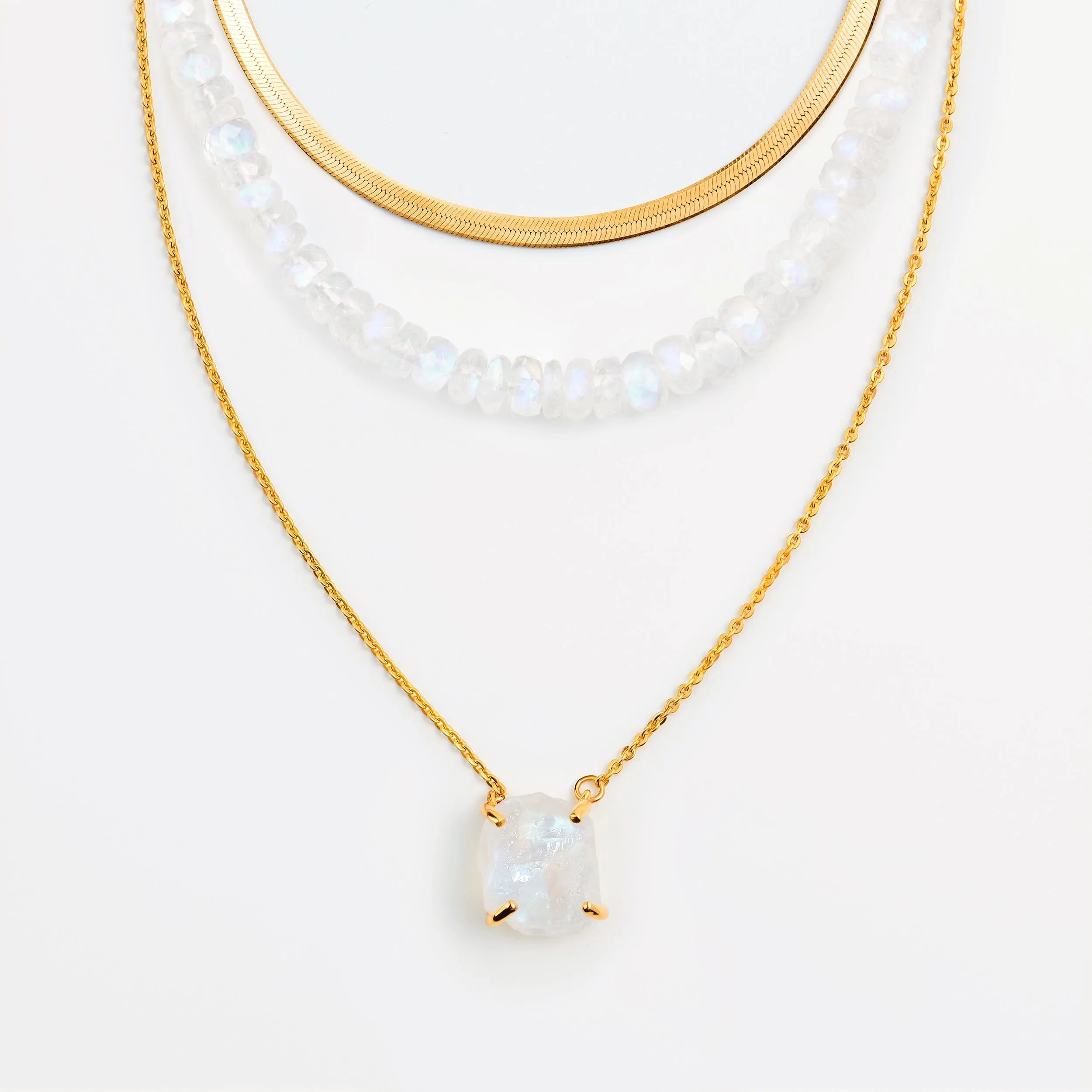 Raw Moonstone Necklace Set - Pure Power