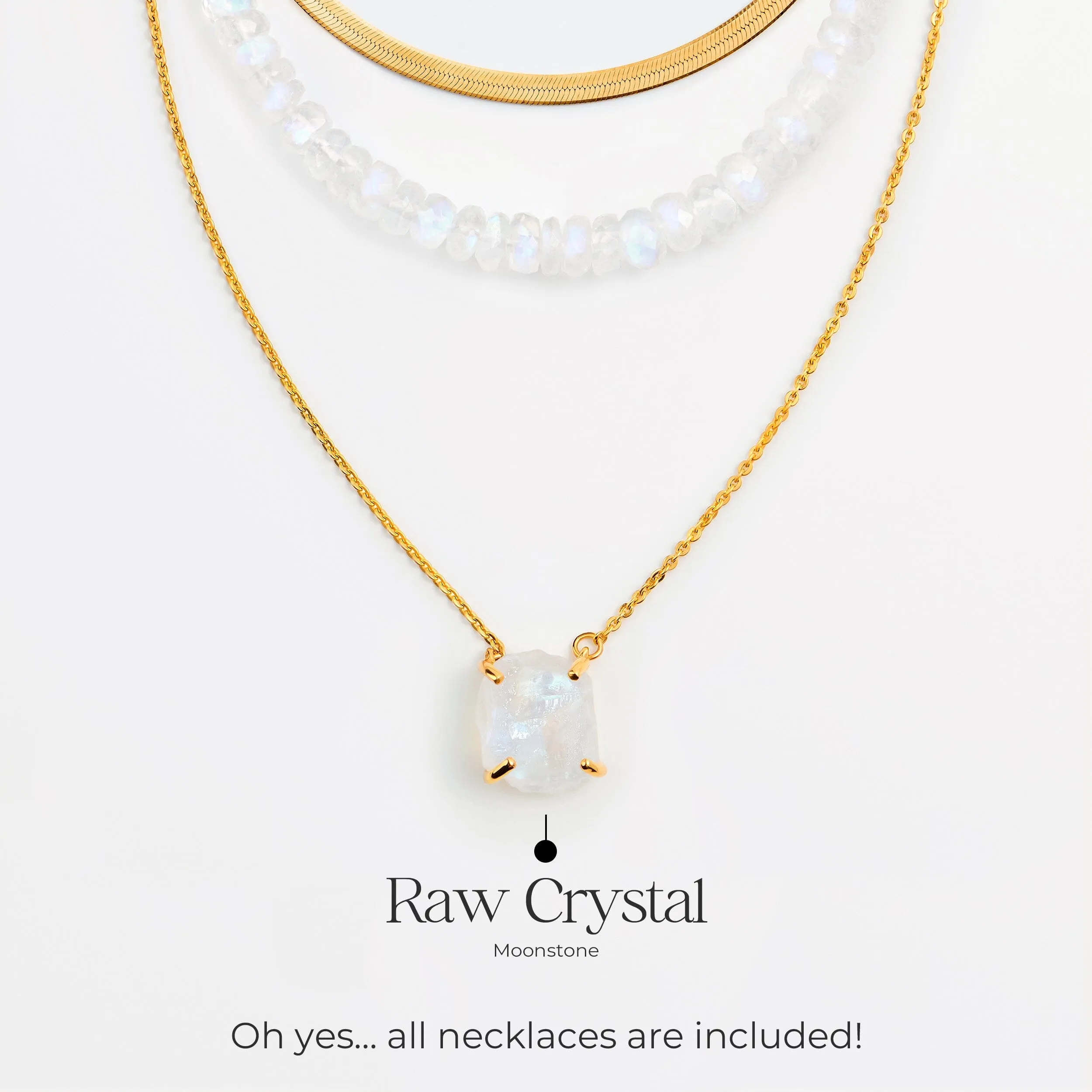 Raw Moonstone Necklace Set - Pure Power