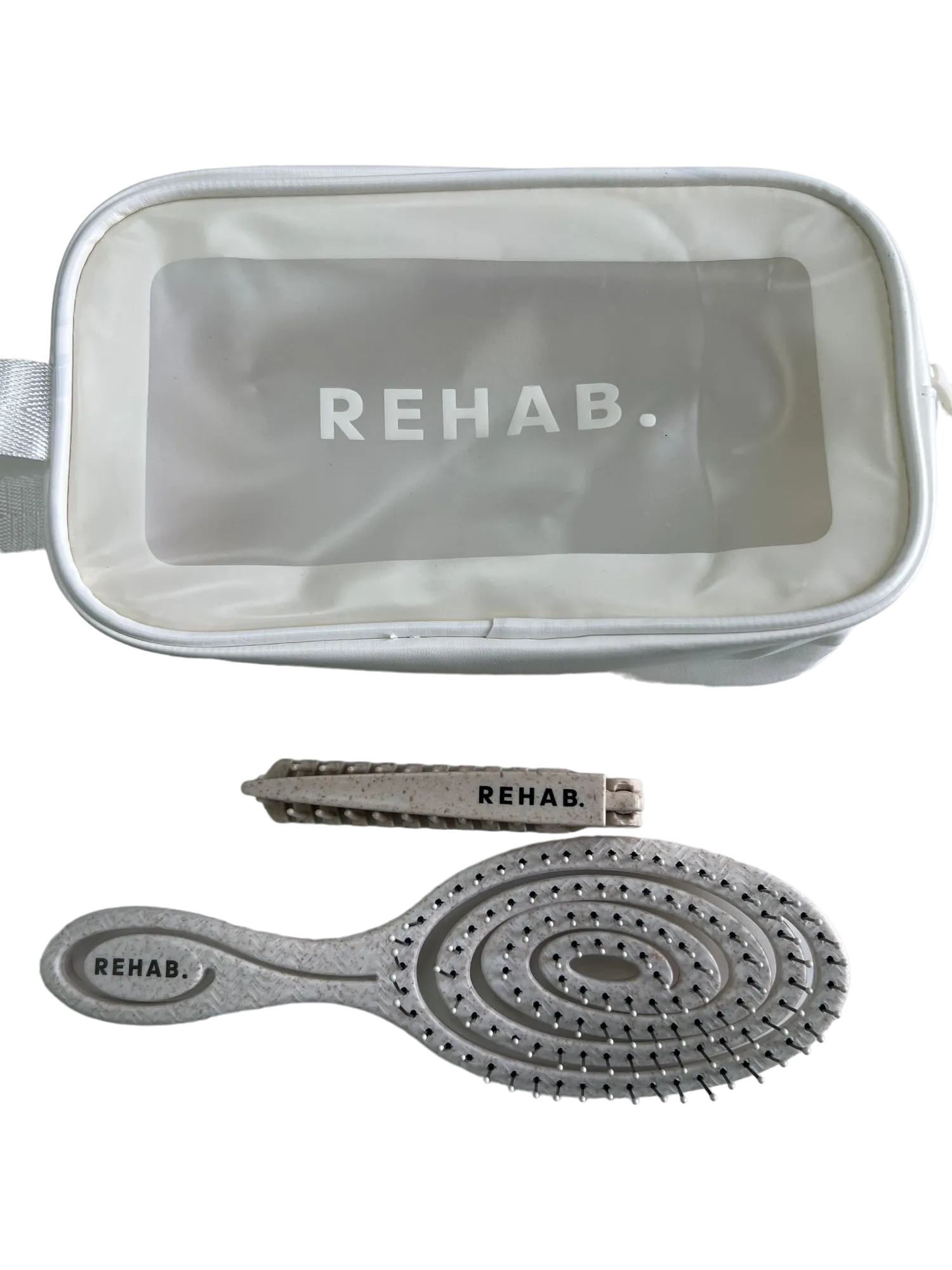 REHAB White Hairbrush with Detangling Standard Handle