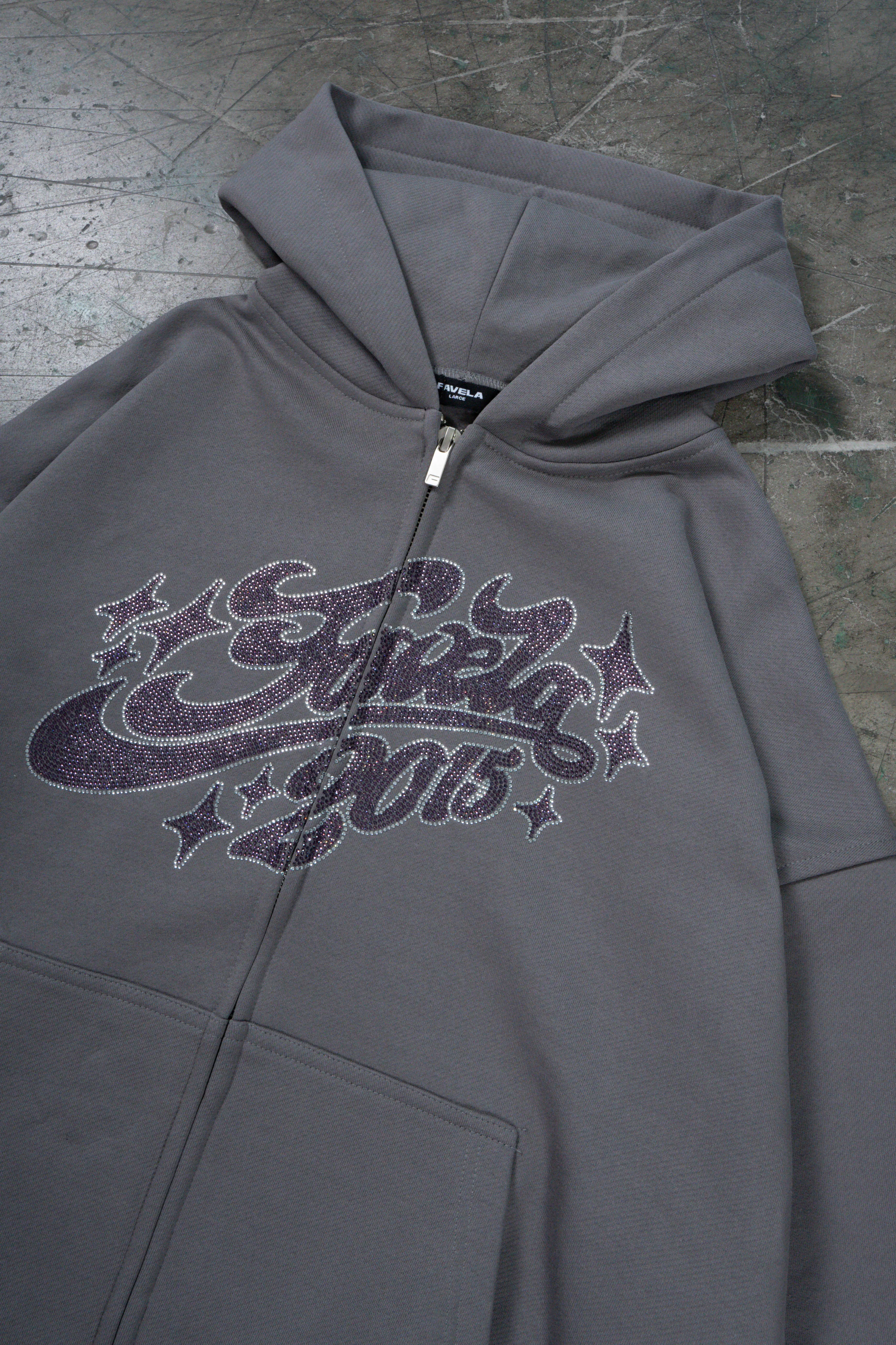 RHINESTONE 2015 DARK GREY FRONTZIP