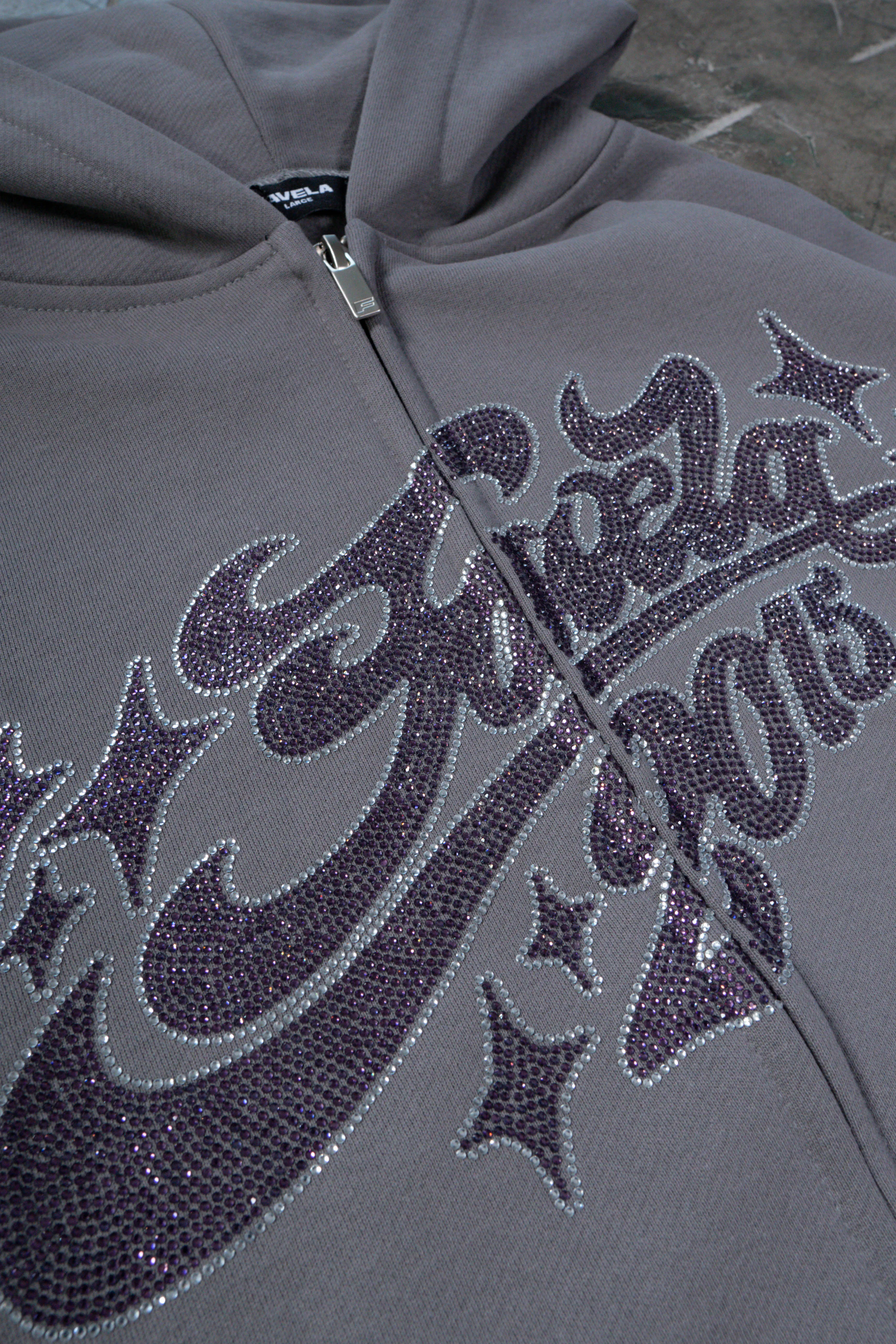 RHINESTONE 2015 DARK GREY FRONTZIP