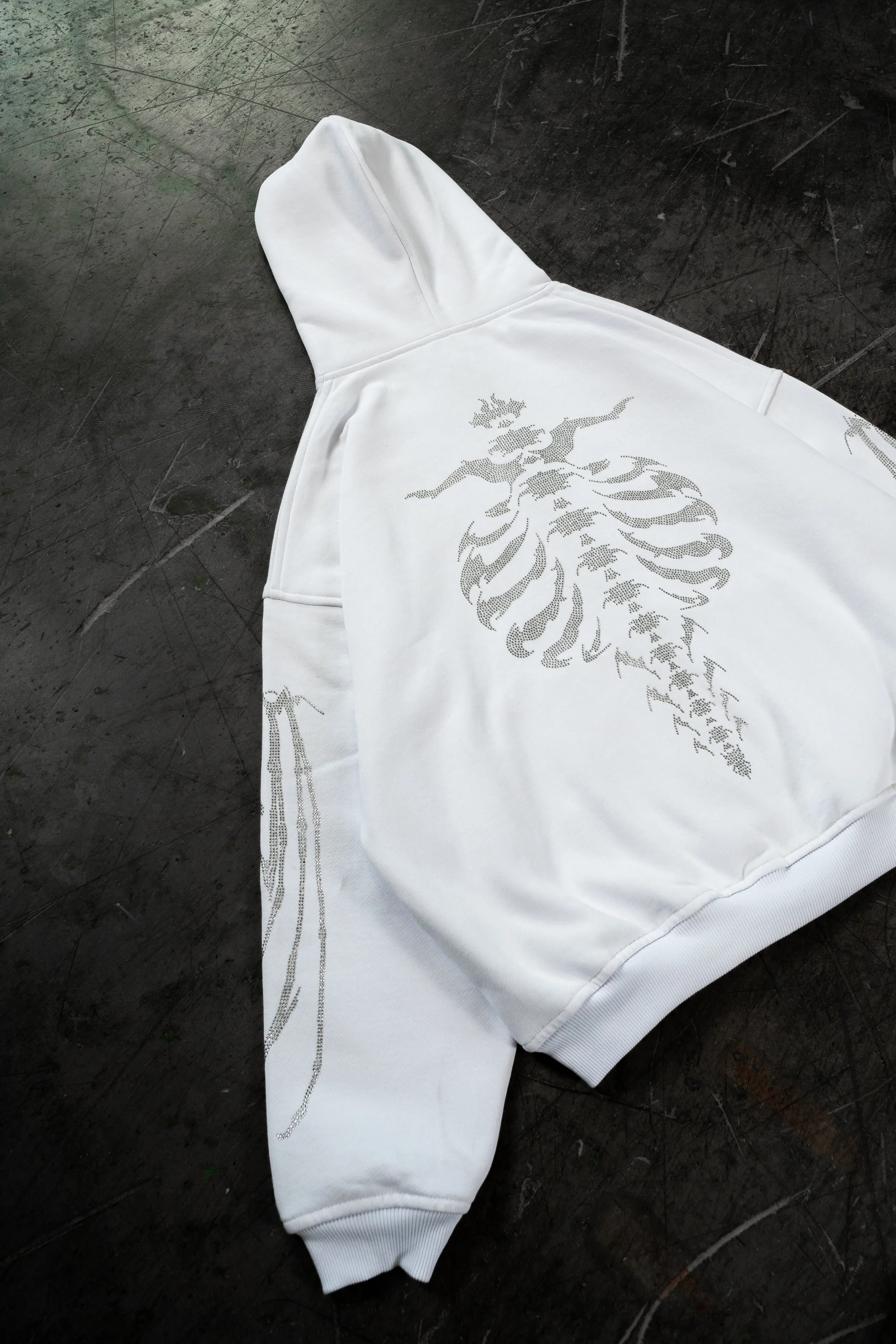 RIBCAGE RHINESTONE WHITE FRONTZIP