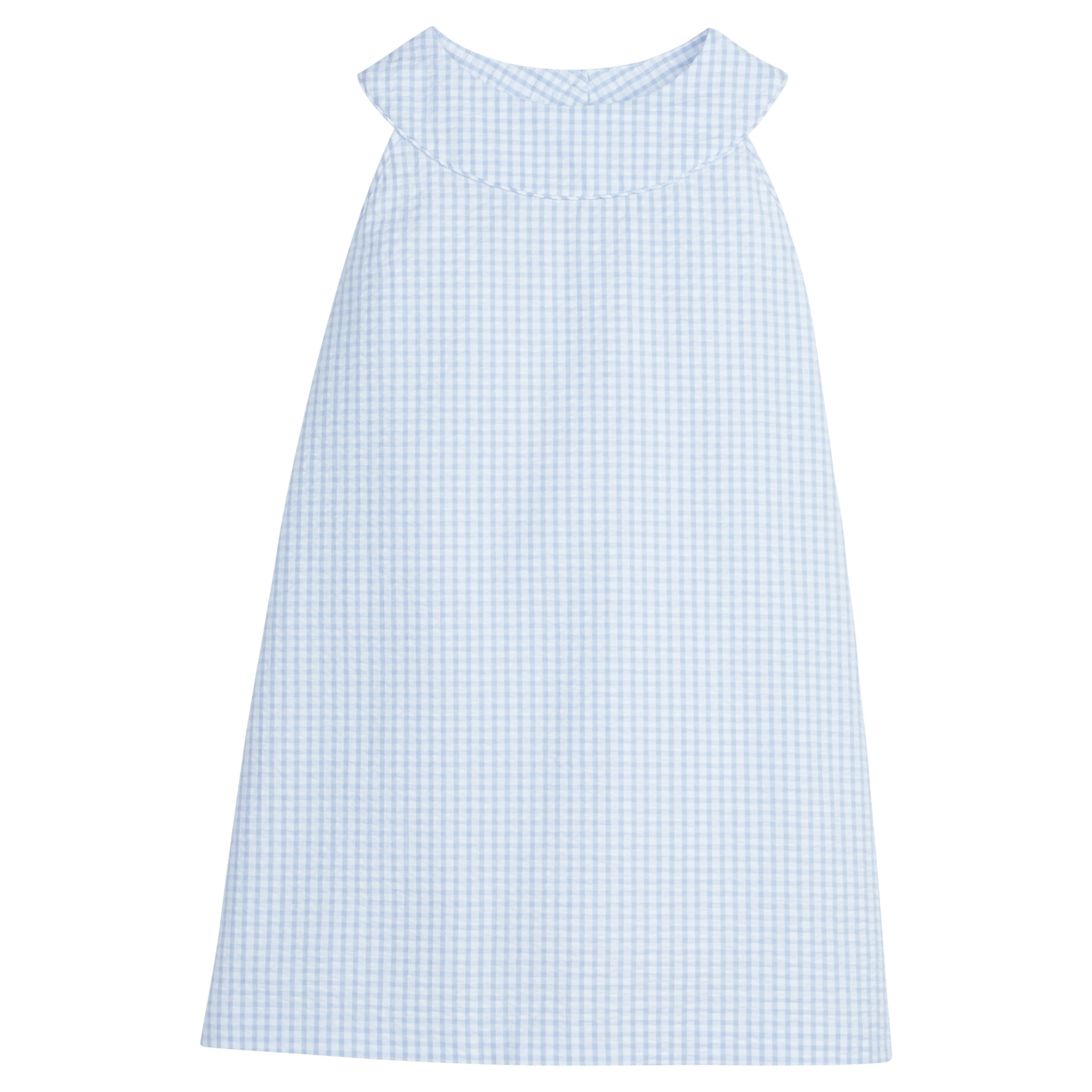 Robin Dress - Light Blue Seersucker Check