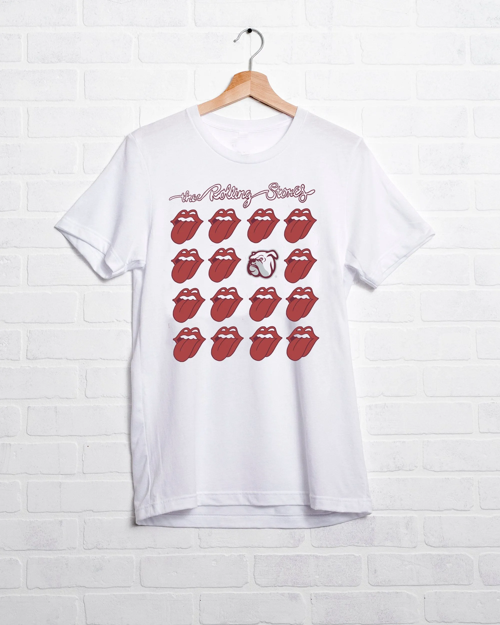 Rolling Stones Mississippi State Bulldogs Multi Lick White Tee