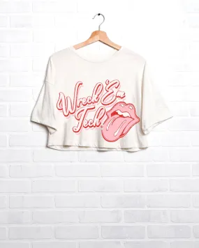 Rolling Stones Texas Tech Malibu Puff Ink Off White Cropped Tee