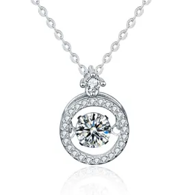 Round Moissanite Diamond Pendant Necklace - 925 Sterling Silver