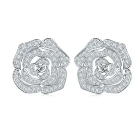 S925 Moissanite Rose Flower Earring