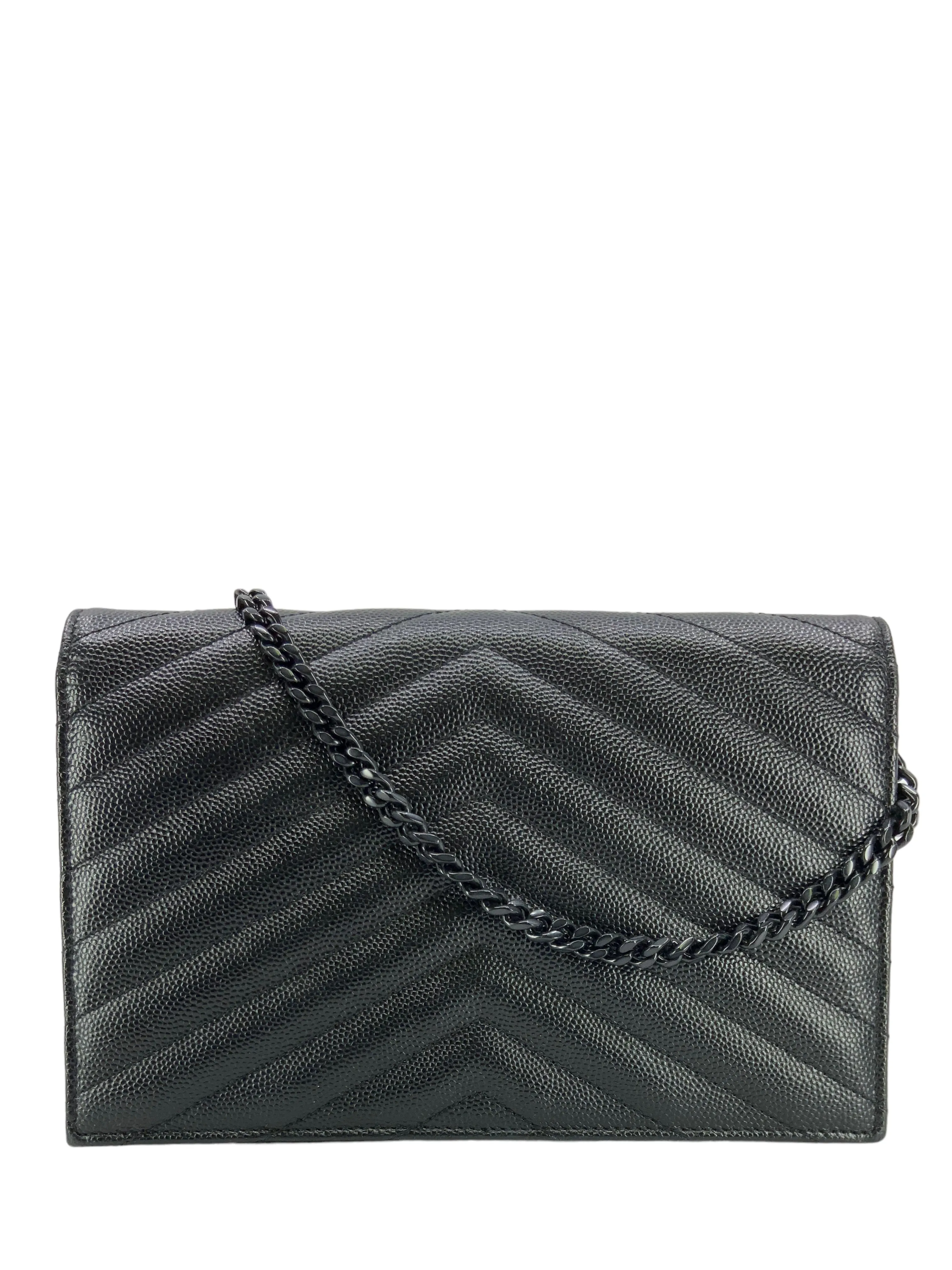 SAINT LAURENT Cassandre Matelasse Envelope Chain Wallet