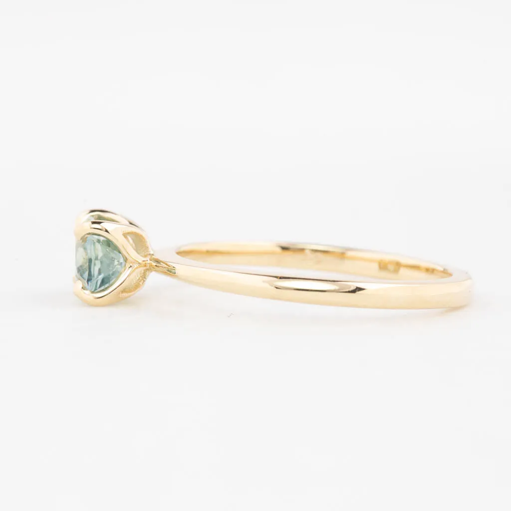 Sara Ring 1.15ct Light Blue Green Oval Montana Sapphire, 14K Yellow Gold (One of a kind)