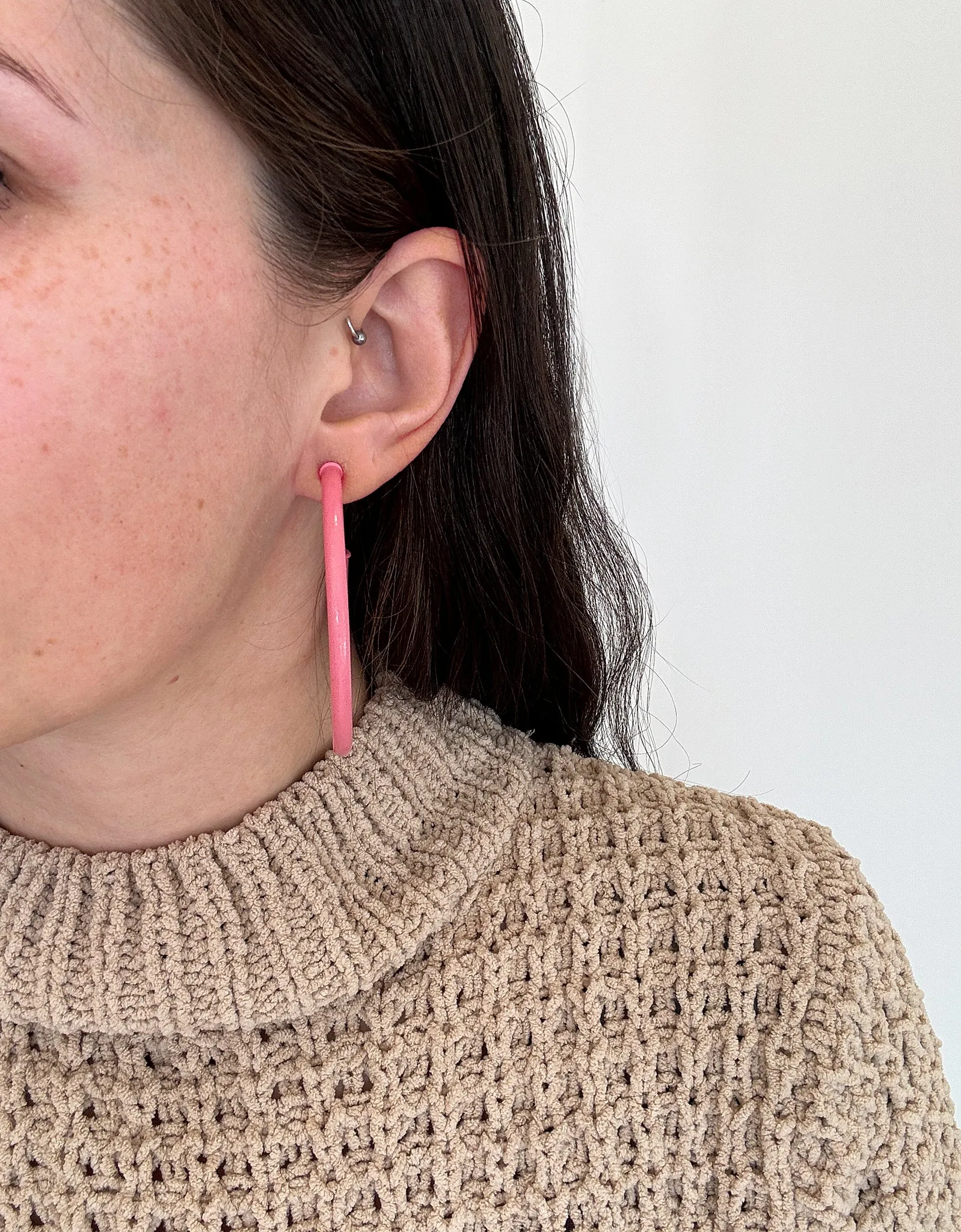 Sheila Fajl 2.5 Inch Everybody's Favorite Hoop Earrings in Painted Pink