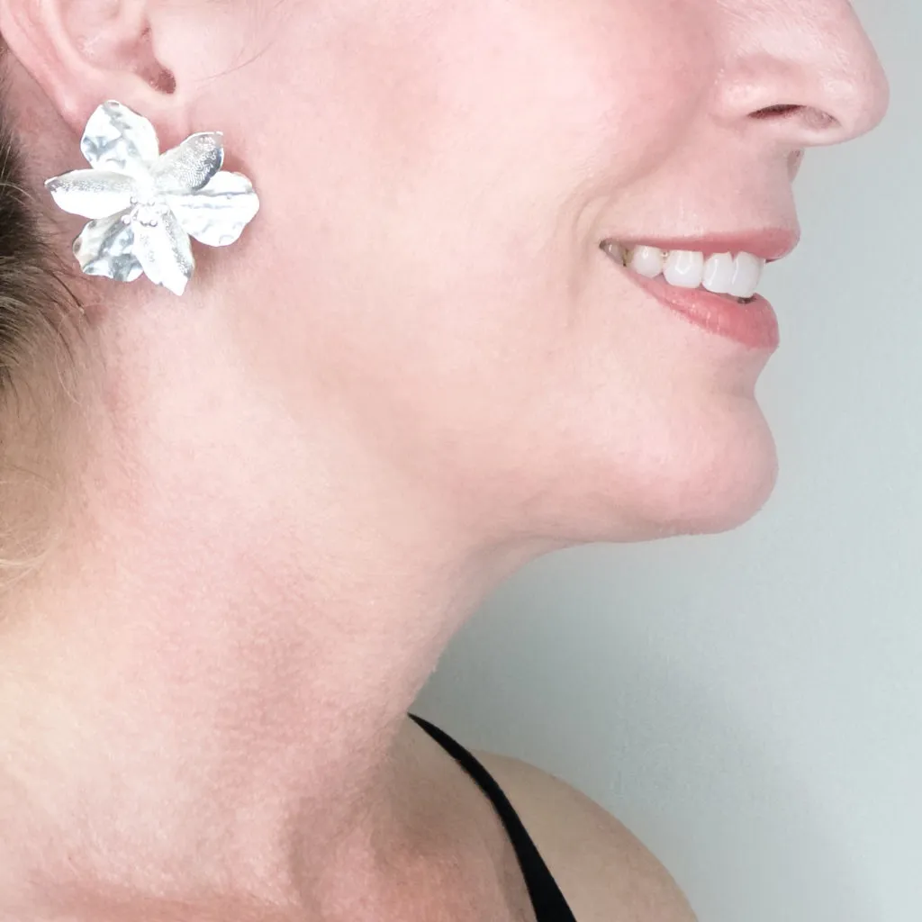 Silver Flower Post Earrings