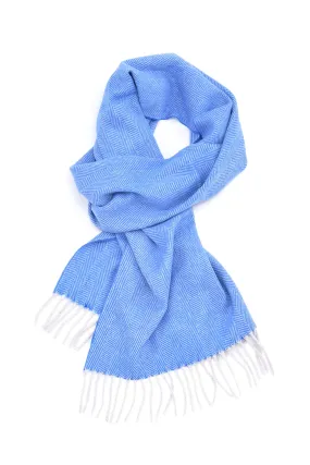 Sky Blue Herringbone Cashmere Scarf