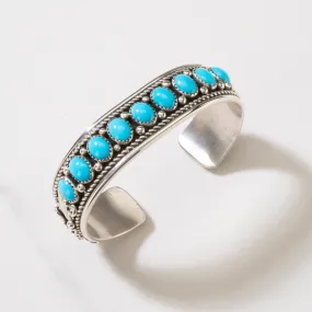 Sleeping Beauty Turquoise Navajo USA Native American Made 925 Sterling Silver Cuff