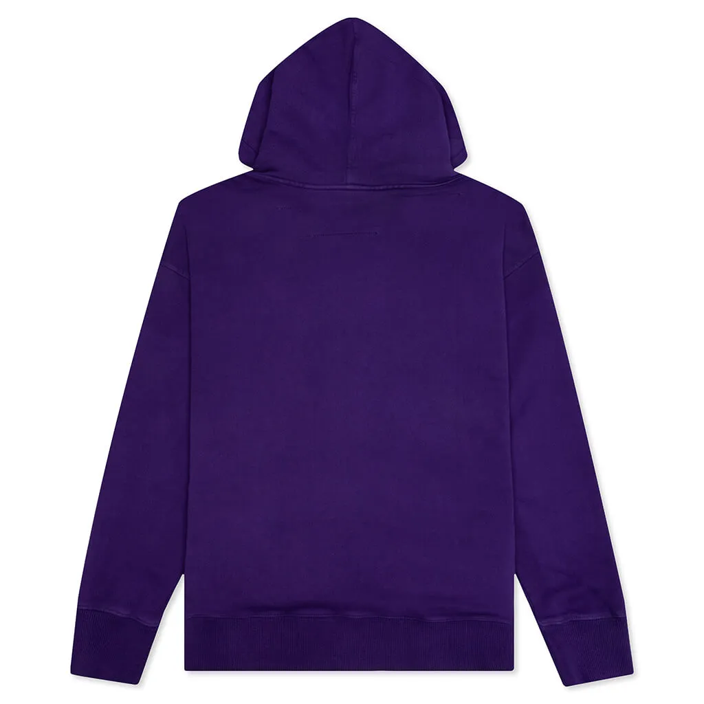 Slim Fit Print Hoodie - Purple