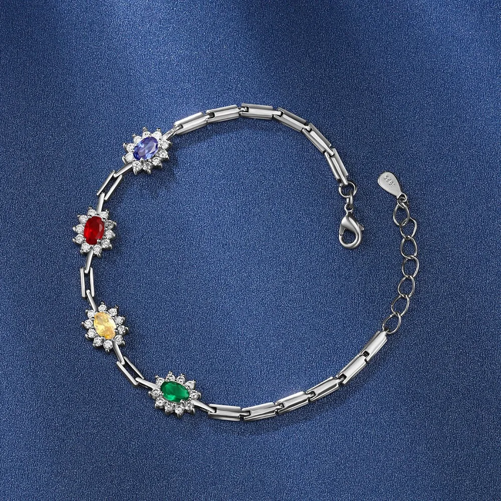 Sparkling Cubic Zirconia Flower Personalized Bracelet