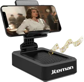 Spring Cell Phone Stand with Wireless Bluetooth Speaker and Anti-Slip Base HD Surround Sound