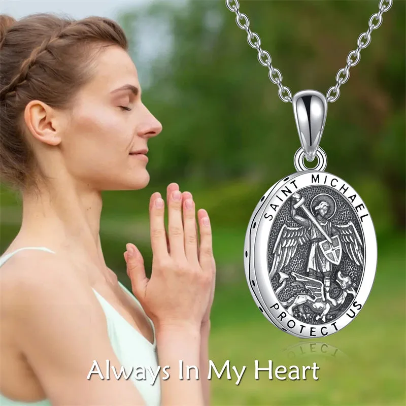 St Christopher Medal Necklace Sterling Silver Medallion Travel Protection Pendant Necklace