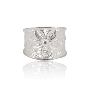 Sterling Silver Filigree Flower Ring