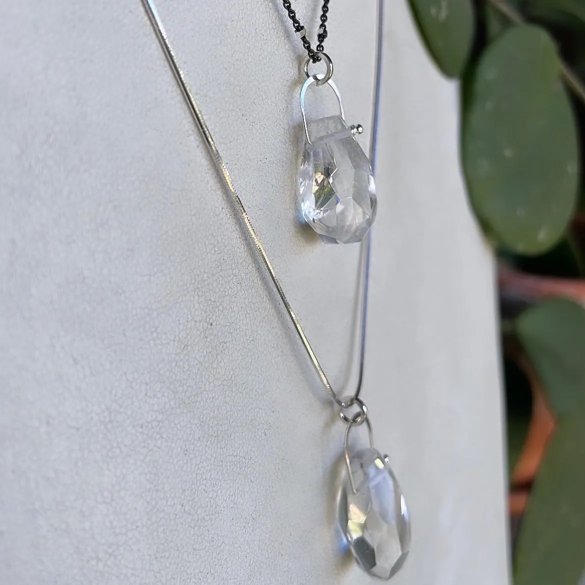 Stirrup quartz crystal necklace