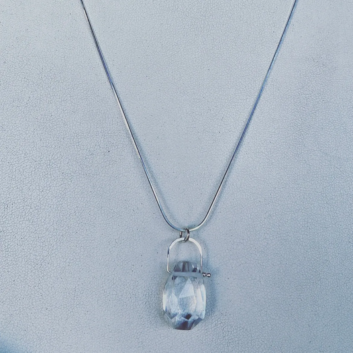 Stirrup quartz crystal necklace