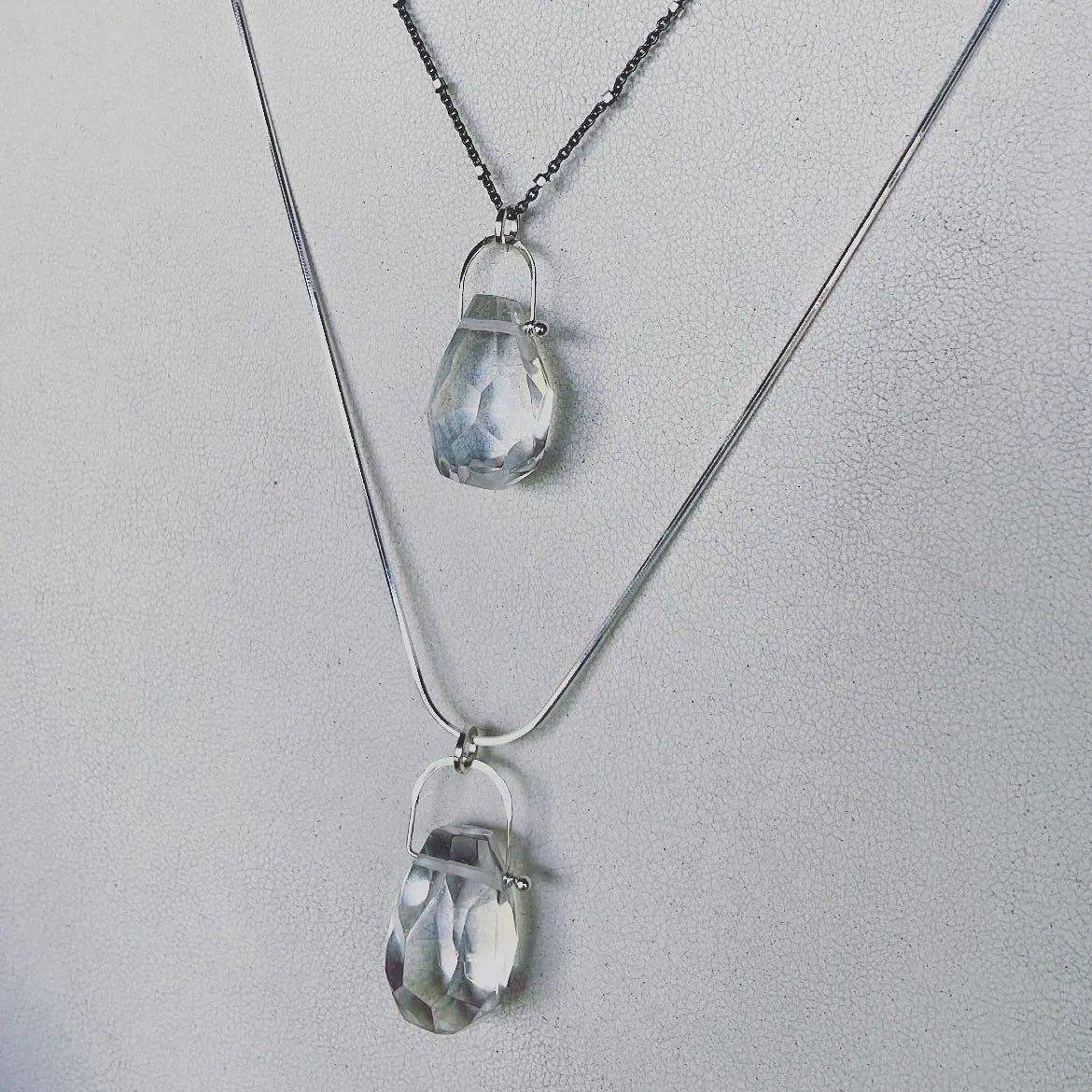 Stirrup quartz crystal necklace