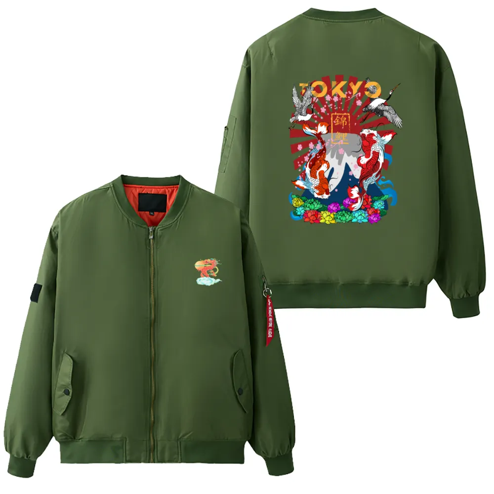 Sun Over Japan Asian Art Bomber Jacket