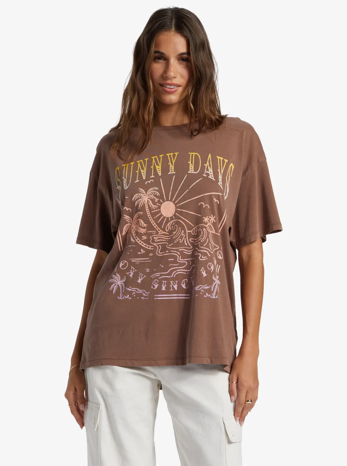 Sunny Days Oversized Boyfriend T-Shirt - Root Beer