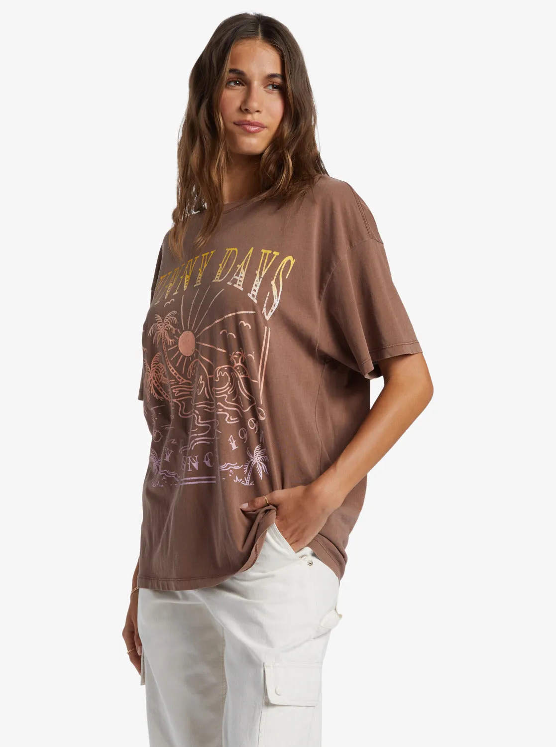 Sunny Days Oversized Boyfriend T-Shirt - Root Beer